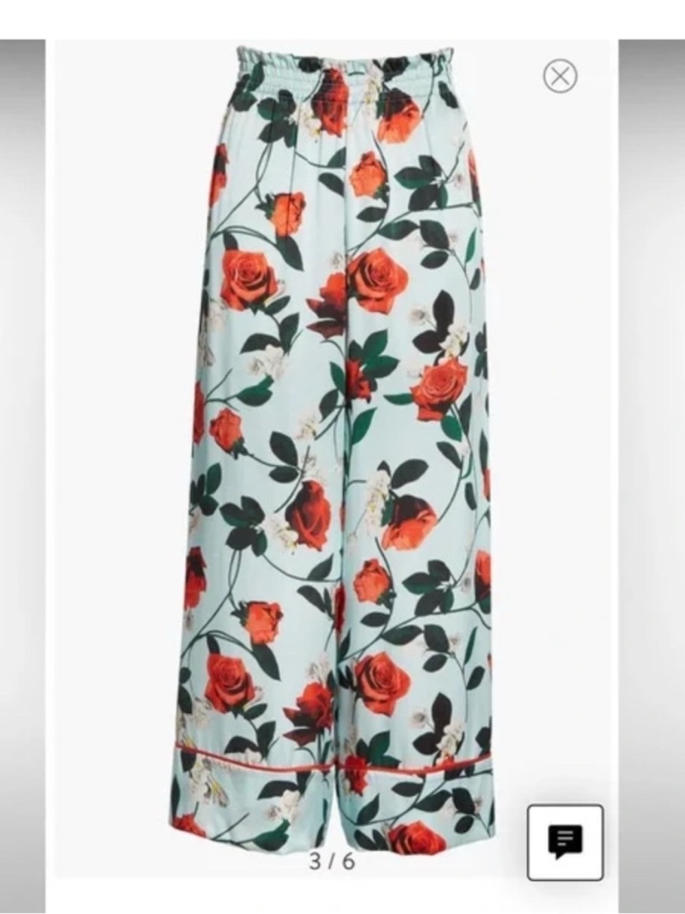 Alice + Olivia Blue Elba Floral Crop Satin Pull On Pants Size XS - Picture 2 of 12